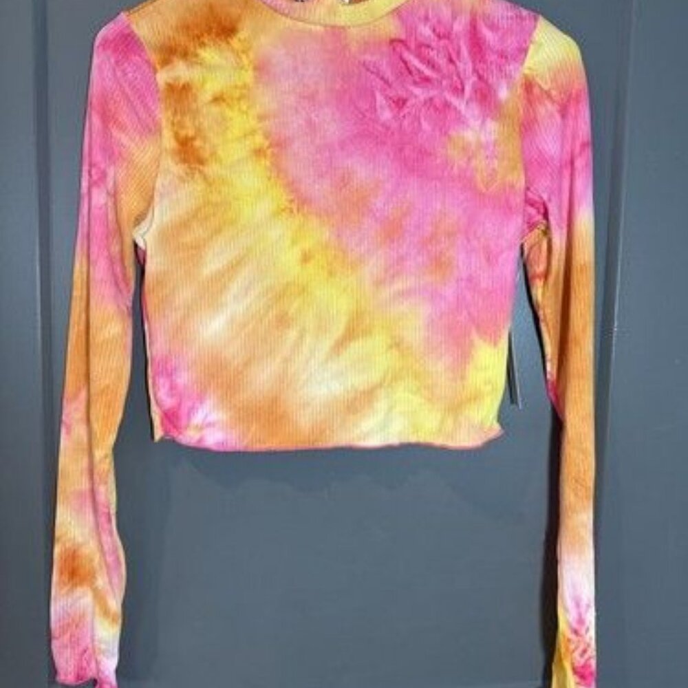 ABOUND cropped long sleeve shirt size Small yellow orange pink